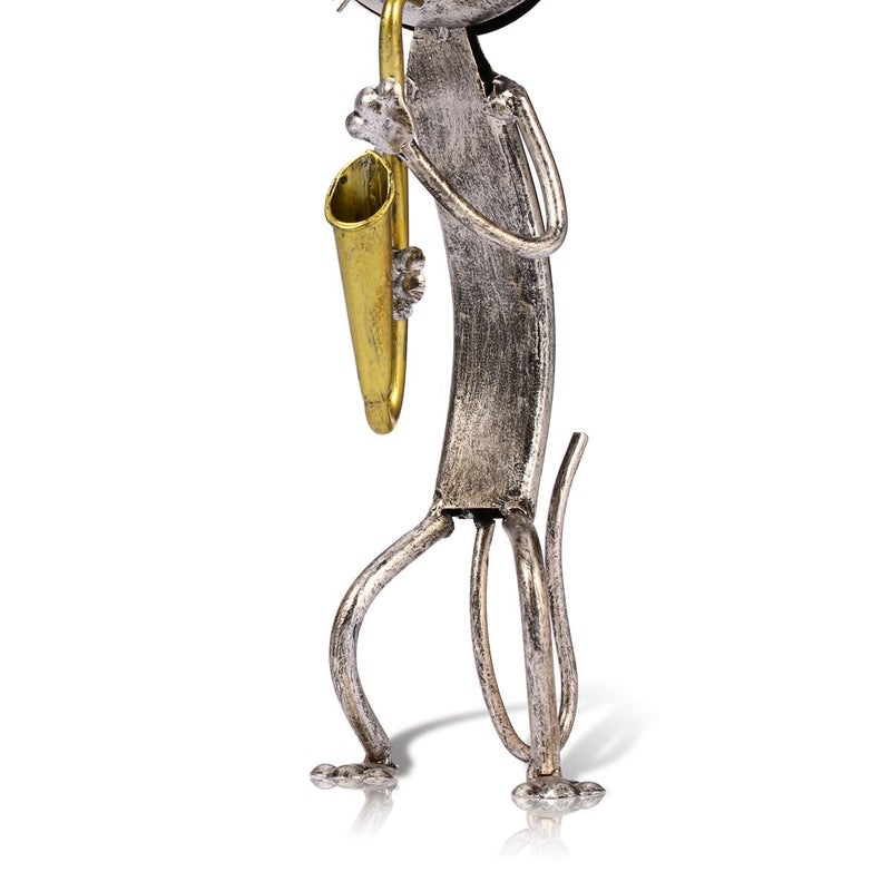 TOOARTS Too-arts A Playing Saxophone Cat Metal Sculpture Iron Statue Handwork Handicrafts, 3 Funny Design - Image 3